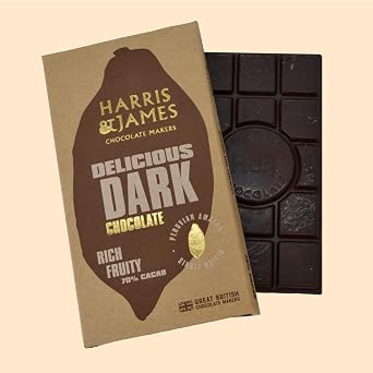 Harris & James Dark Chocolate Bar Library Pack, 4 Flavours of Intense Dark 85%, Delicious Dark 70%, Coffee 60% & Sea Salt 55% (86g Bars)