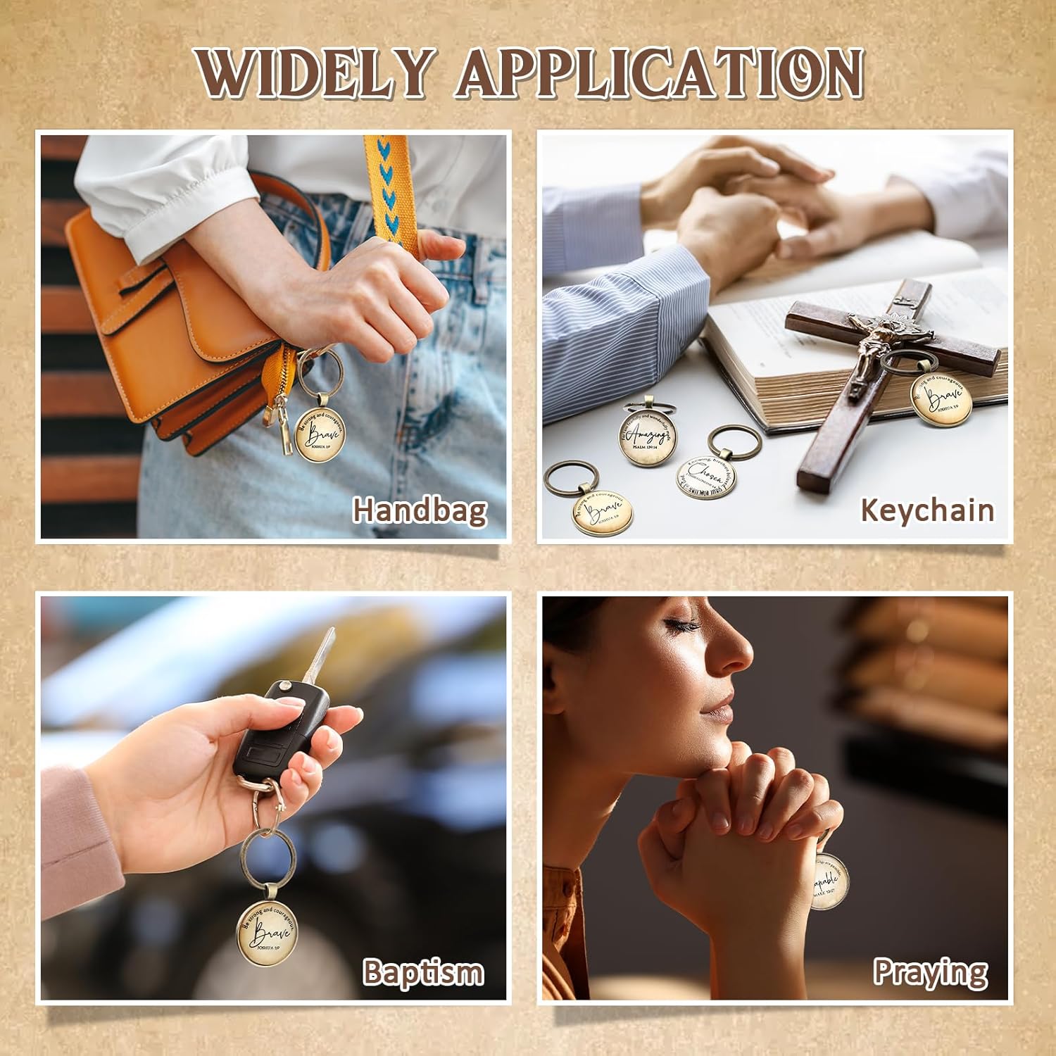 Sureio 24 Pcs Clergy Appreciation Day Gift Christian Keychain Bulk Bible Verse Religious Keychain Scripture Quote Church Prayer Gift for Men Women Teacher Sunday School Wedding Baptism Supplies - Image 5