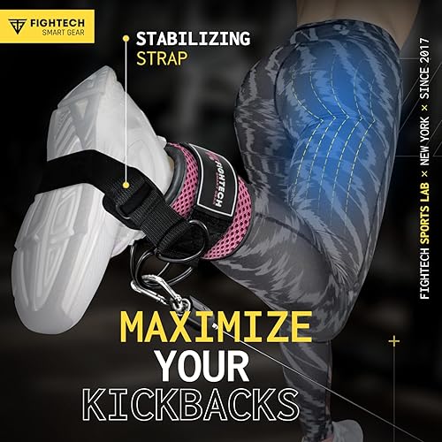 Miniatura 2 de FIGHTECH Correas de tobillo para máquina de cable para gimnasio - Correas de tobillo de cable - Puños acolchados para tobillos para patadas de