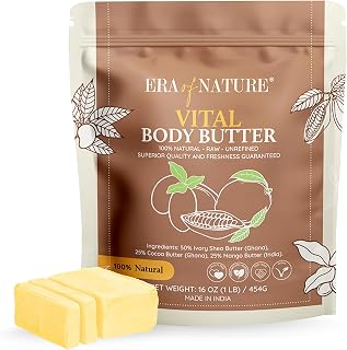 Era of Nature Organic Shea, Mango & Cocoa Body Butter – Raw, Unrefined, 100% Natural – Perfect Base for DIY Skincare, Body Butters, Lotions, Soaps & Lip Balms – Essential for Homemade Creations – 16oz
