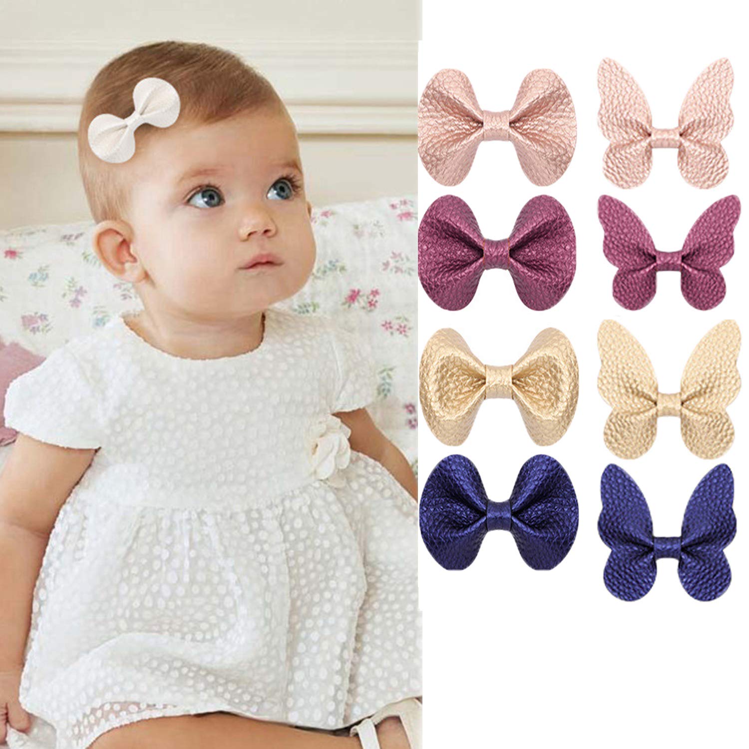 6 Pack Baby Girls Hair Bow Clips Baby Hair Accessories Cute Barrettes Hairpins Hair Ties Ponytail Holders Ribbon for Little Girls Toddlers Kids Children