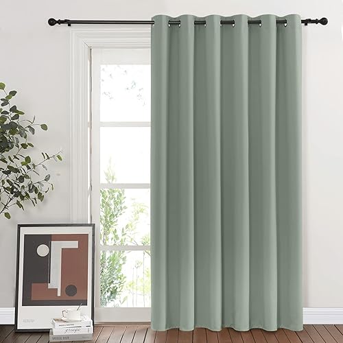 Miniatura 8 de NICETOWN Cortinas divisoras de habitación verde salvia de 84 pulgadas de largo, con ojales, aislamiento térmico, cortina opaca para puerta de patio,