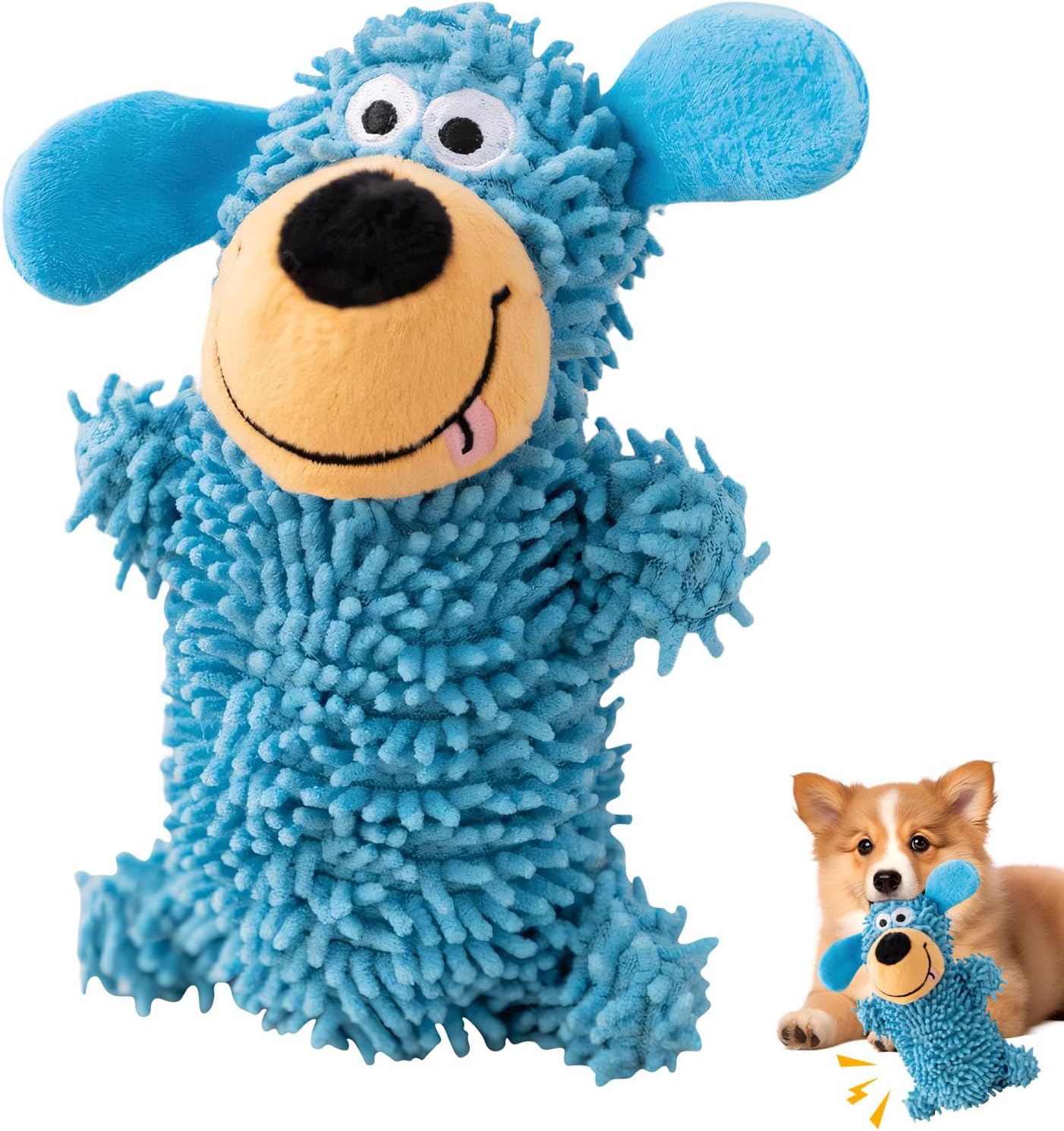 Guietschend Teeth Cleaning Toy in Dog Colours Cuddly Toy Unbreakable Dog Toy Indestructible Plush Chew Toy Dog Anti-Stress Toy for Small Medium Dogs C