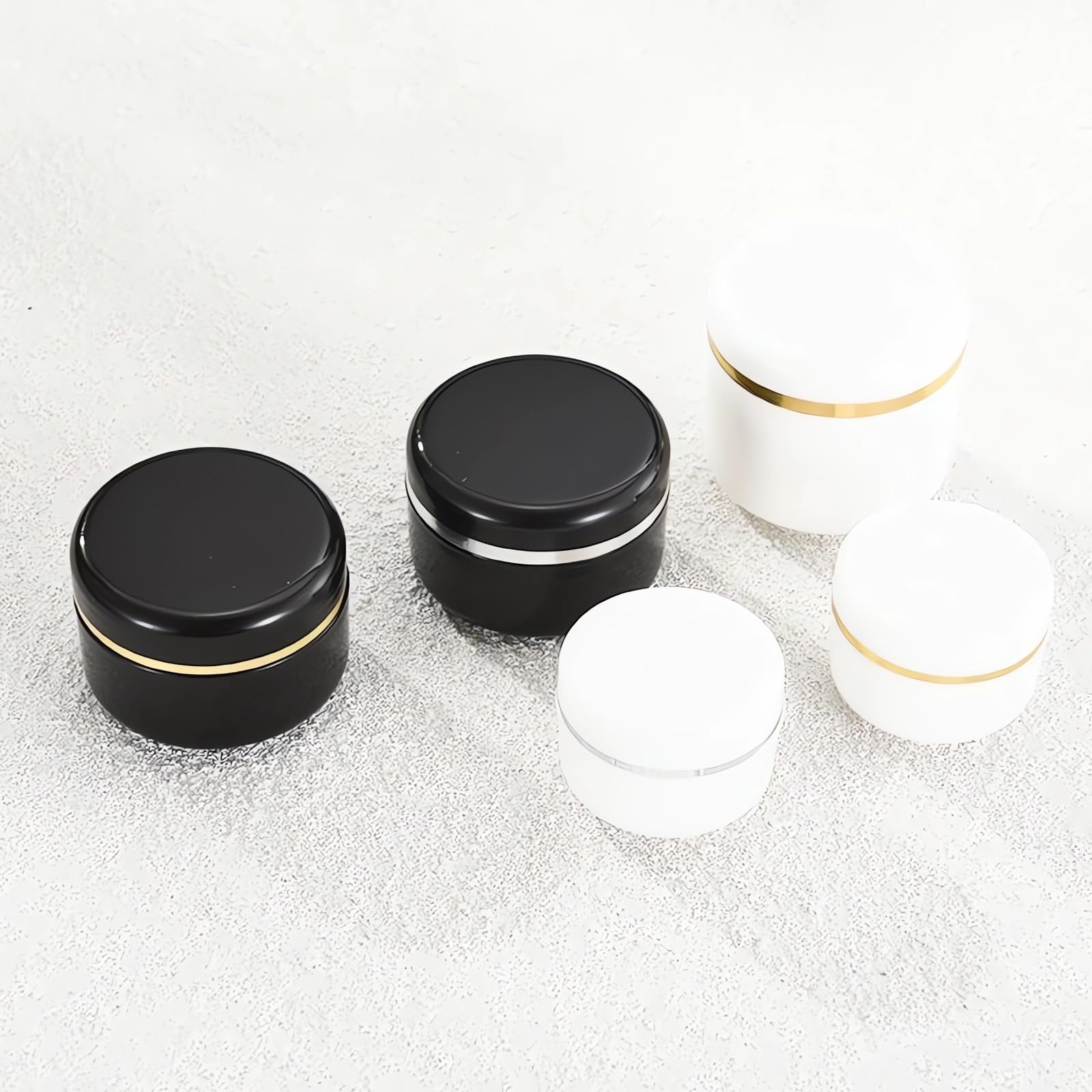 Słoiki na próbki, słoiki kosmetyczne Plastikowe Próbki Kosmetyczne Słoiki Opakowanie 24 Wielokolorowe Wiele Rozmiarów(Black/Gold,250ml)