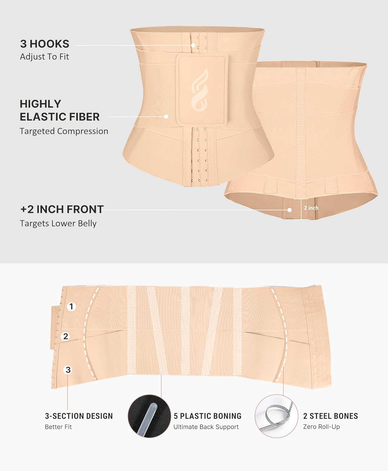 FeelinGirl Waist Trainer for Women Waist Trimmer Ab Belt Tummy Control with Triple Segmented Belt Hourglass Body Shaper - Image 4