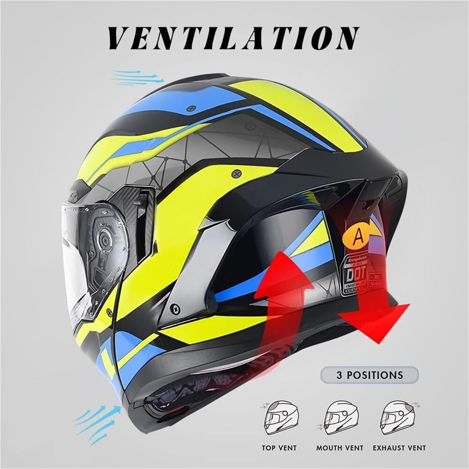 Casco de Motocicleta abatible con Bluetooth, Viseras duales integradas y micrófono, Casco Modular Integral Ligero con certificación Dot/ECE(K,XL 61~62CM)