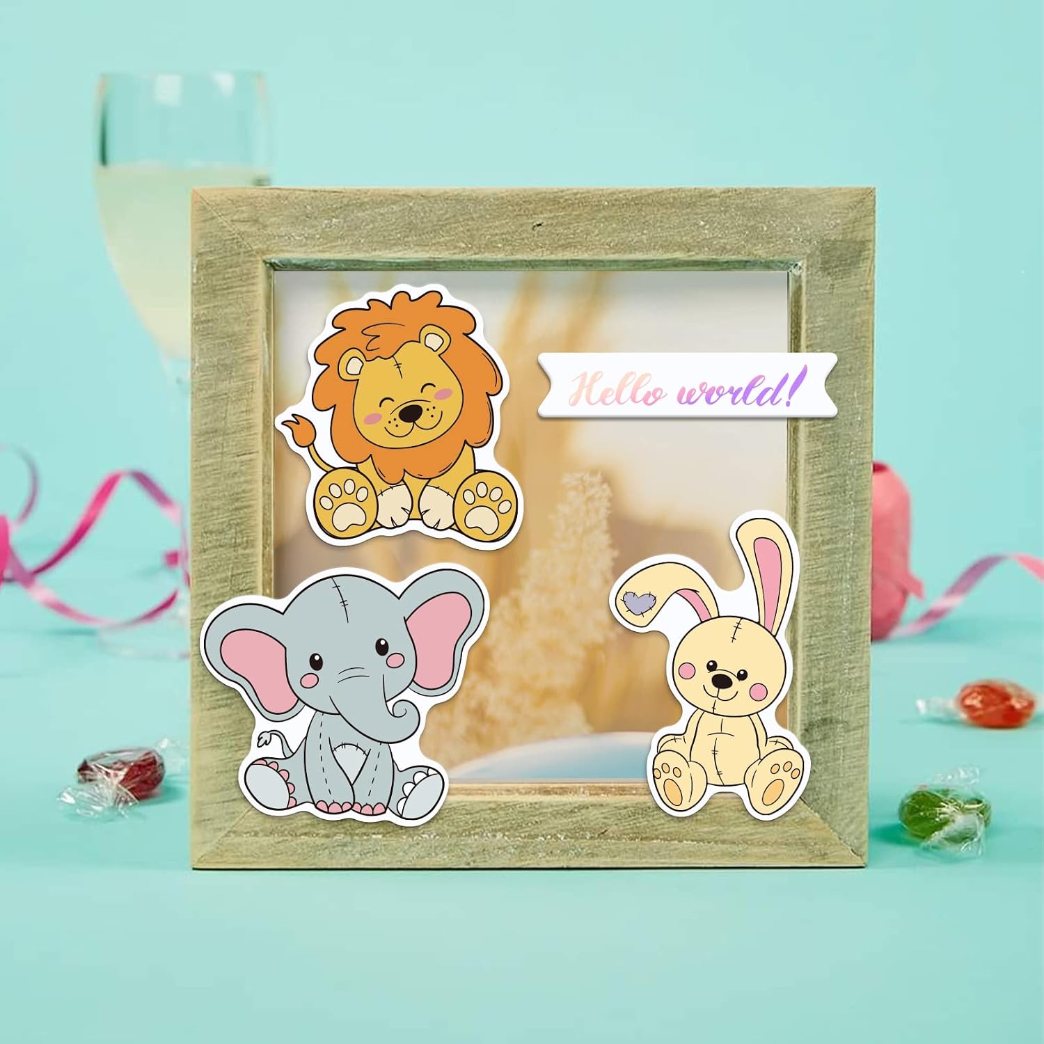 GLOBLELAND Animal Doll Cut Dies and Clear Stamp Set Bunny Dog Elephant Bear Embossing Template and Silicone Stamp for Card Scrapbook Card DIY Craft