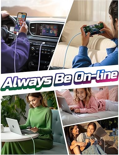 Vista 32 de LISEN Cable USB C, paquete de 3 [3.3/3.3/3.3/3.3 pies] USBC a USBC para iPhone 16e 15 Pro Max, cable de carga rápida de 60 W (3.1 A) C a C