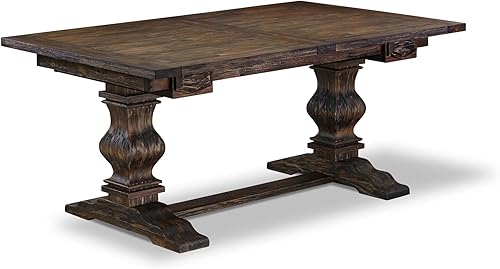 Miniatura 9 de East West Furniture LAT-07-TP Lassale Mesa de comedor - una mesa rectangular de cocina con hoja extraíble y base de pedestal doble, 42x92 pulgadas