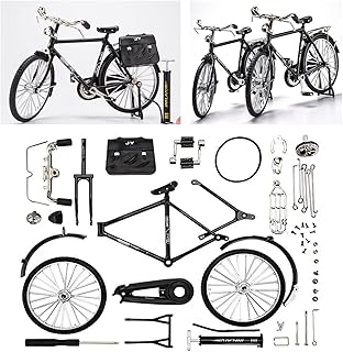 DIY Bicycle Model Scale - 2024 New DIY Retro Bicycle Model Ornament for Kids, 1:10 Simulation Mini Bicycle Model Scale Kit with Inflator, Finger Bike Models Toys for Desktop Ornament (A)