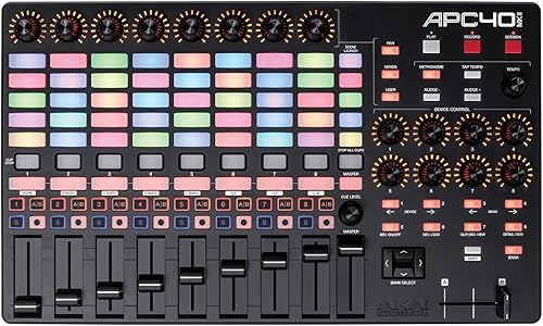 Akai Professional APC40 MKII - USB MIDI Controller for 1 to 1 Mapping with Ableton Live Lite with 5x8 Clip Launch Matrix, Knobs and Faders, Pro Software Suite Included
