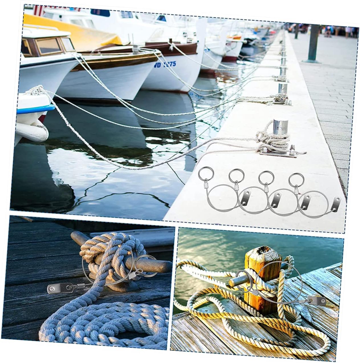 SEWACC Stainless Steel Safety Wire Cable Tether Strong Lanyard Rope with Loop for Boat Tops Support Rods Deck Hinged Seats Corrosion Resistant Hardware for Secure Attachment