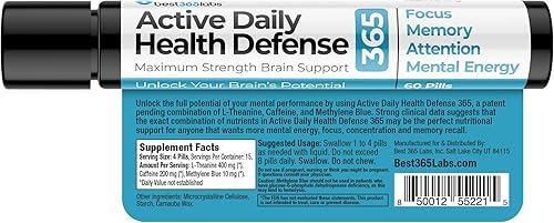 Miniatura 2 de Soporte cerebral de máxima fuerza, azul de metileno, cafeína y L-teanina, mejora el enfoque y la memoria, libera el potencial de tu cerebro, 60
