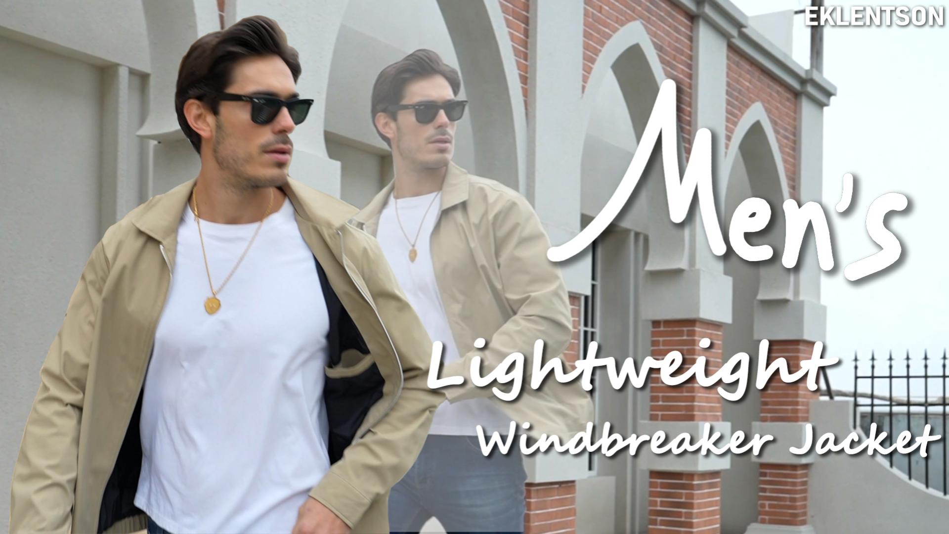 EKLENTSON Mens Light Jacket Spring Lightweight Zip Up Golf Polo