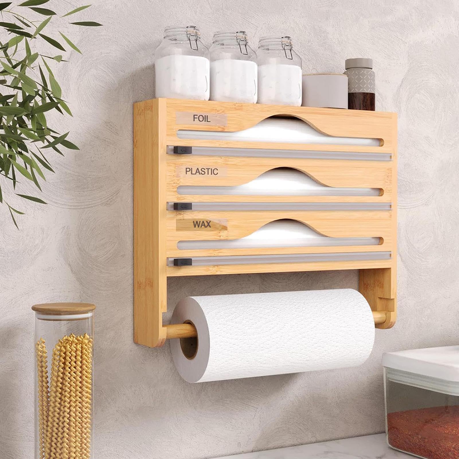 Dispensador De Film para Cocina con Cortador Contenedor Organizador