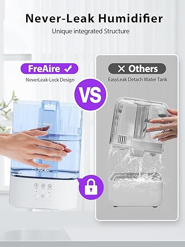 Miniatura 6 de FreAire Humidificadores de niebla fría para dormitorio, humidificador de aire inteligente de llenado superior silencioso de 25 dB para bebé, trabajo