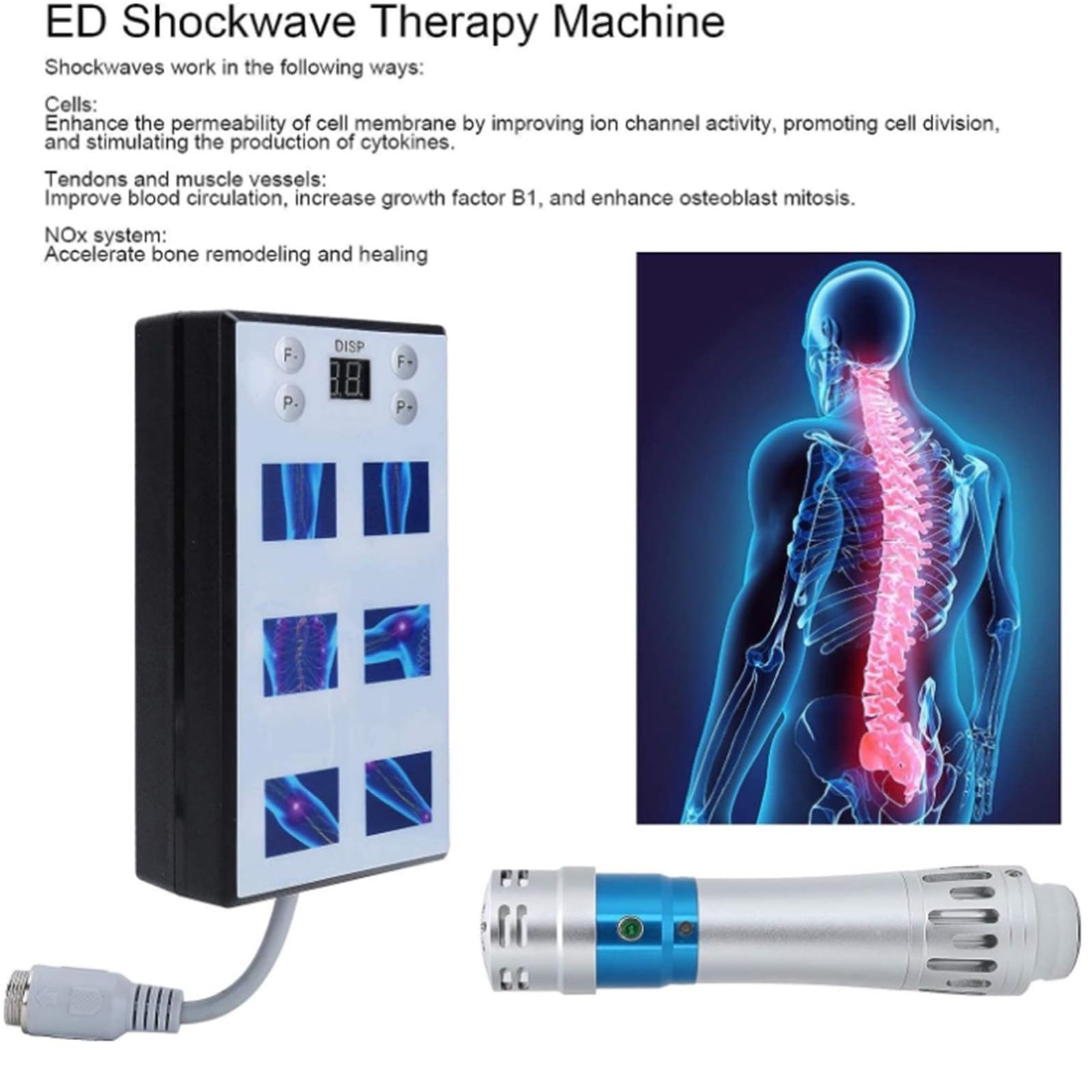 ED Pistola De Masaje Muscular, ED Máquina Electromagnética De Ondas De Choque Extracorpóreas Masajeador De Músculos Profundos Profesional Para Dolor De Rigidez Muscular Dolorosa