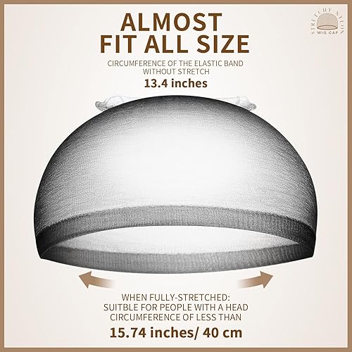 Miniatura 4 de Teenitor Juego de 20 gorras calvas, transpirables, invisibles, para encaje frontal, gorras transparentes, color negro