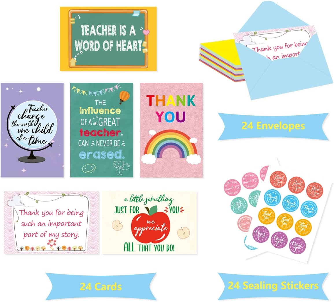 ceiba tree Teacher Appreciation Cards 24Pcs Christmas Teacher Thank You Cards with Envelopes Bulk for A Year End Gifts Happy Holidays - Image 3