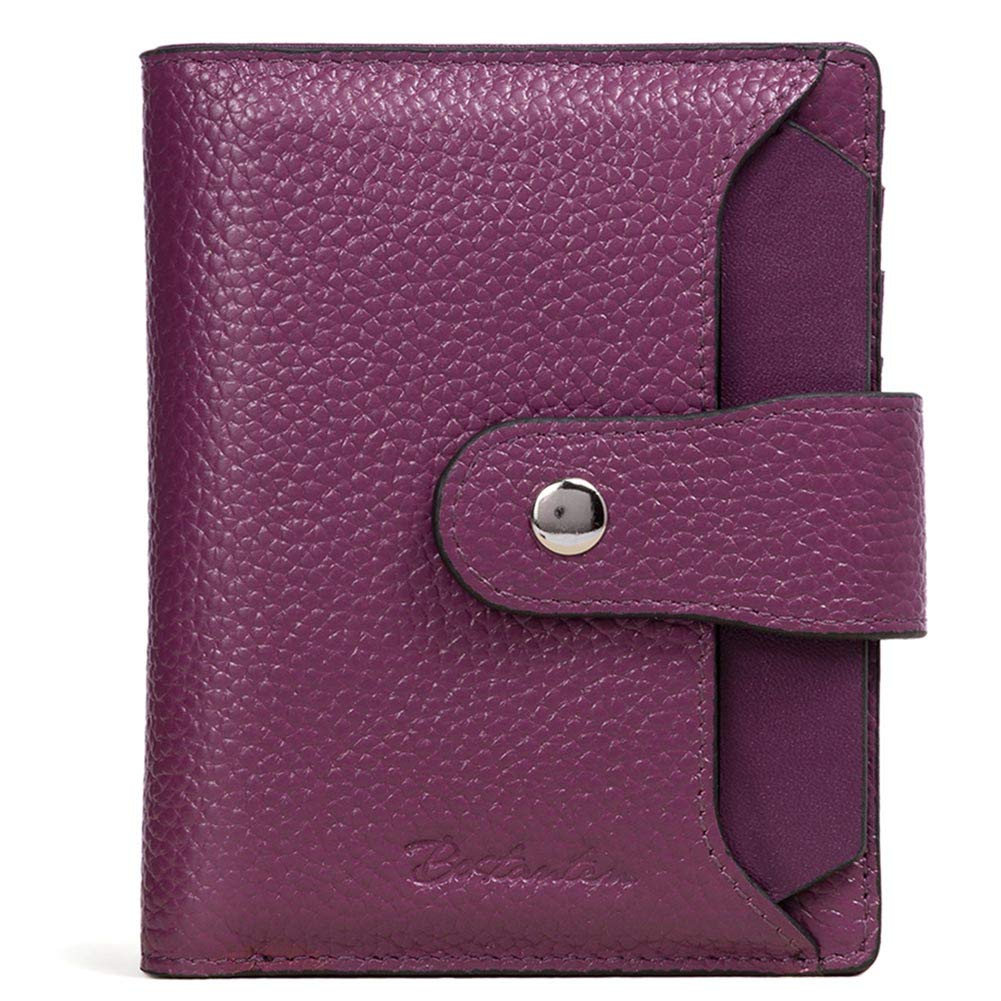 BOSTANTEN Women Leather Wallet RFID Blocking Small Bifold Zipper Pocket Wallet Card Case Purse with ID Window