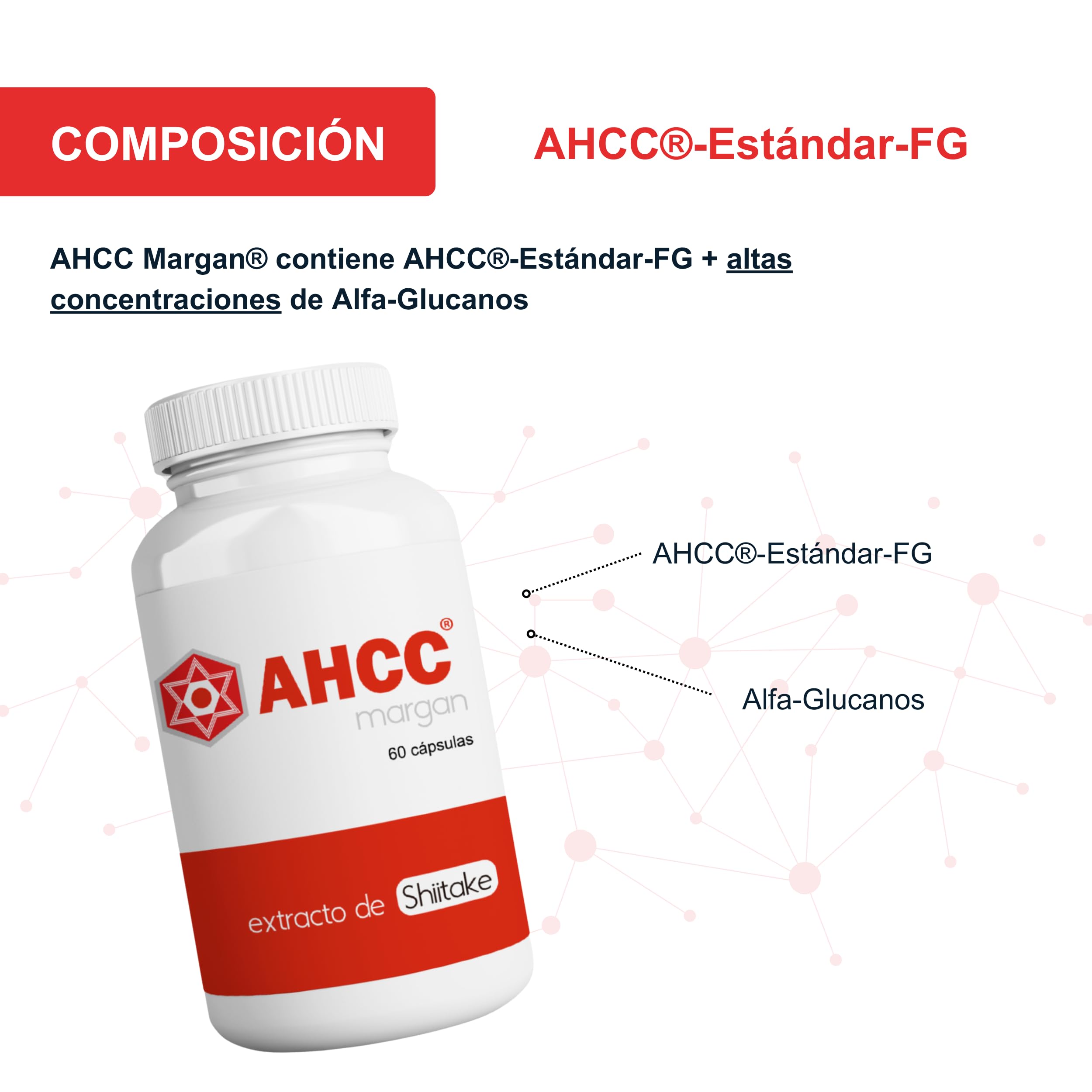 AHCC Margan® de Margan Biotech, 60 Cápsulas | AHCC®-Estándar-FG Micelio del Hongo Shiitake | Alta concentracion de Alfa Glucanos | Hongos Medicinales para Sistema Inmunológico y Defensas
