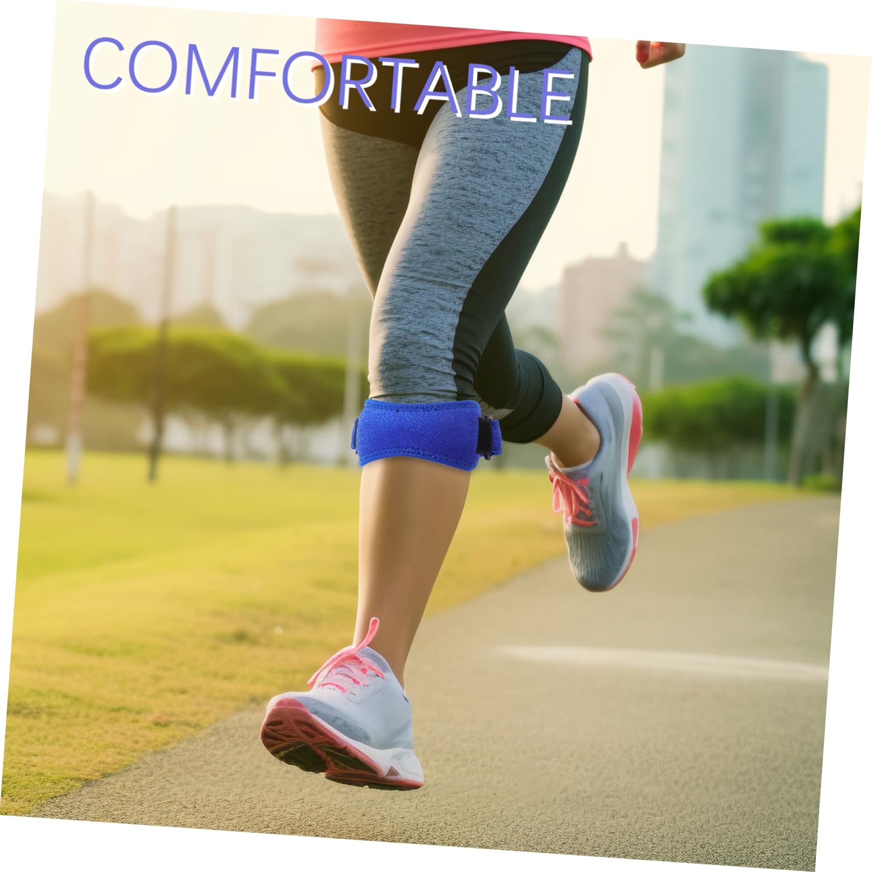 LIOOBO Patella Knee Brace for Sports Activities Running Basketball Fitness Blue Sturdy Breathable Adjustable Patella Stabilizer