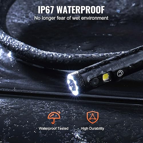 Miniatura 6 de VEVOR Cámara articulada de boroscopio con luz, cámara de inspección endoscopio articulado bidireccional con lente pequeña de 0.252 in, pantalla IPS