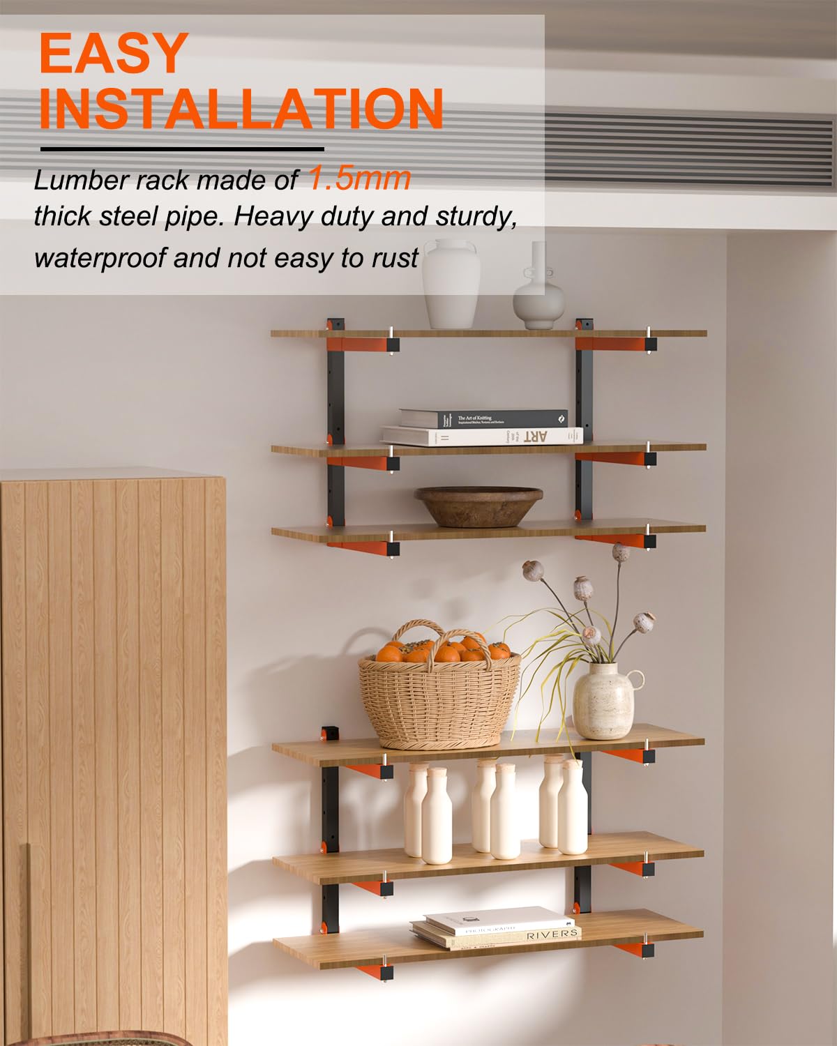 Ultrawall - Organizer da parete in legno e legname con 3 livelli, per uso interno ed esterno, confezione da 2