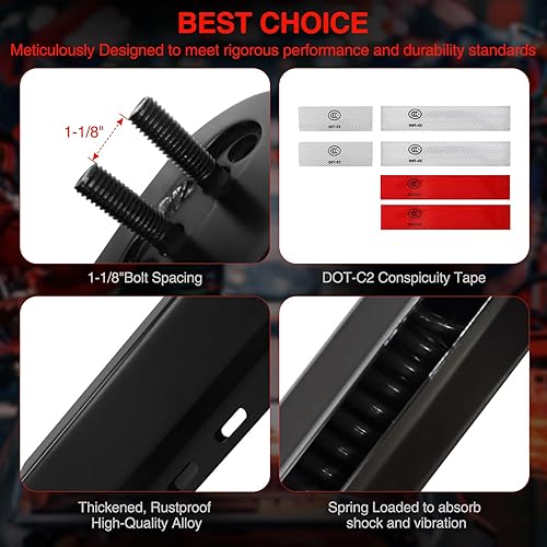 Miniatura 8 de FUTAIHE Juego de soportes de suspensión de lodo con resorte recto negro de 2-12 pulgadas, espaciado de pernos de 29.92 pulgadas de longitud, ajuste