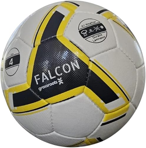 Grassroots Athletics Falcon - Balón de fútbol cosido a mano, tamaño 4, piel sintética de alta calidad, superficie texturizada, duradera y agarre