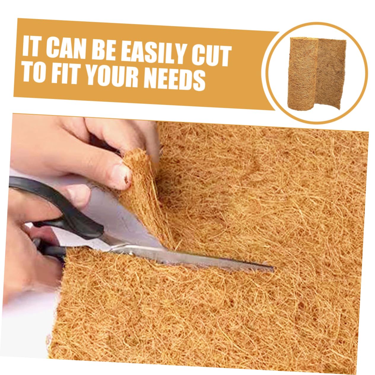 Gogogmee 1 Roll Coconut Mat Coir Planter Liner Reptile Carpet Natural Coconut Fiber Pet Bedding Terrarium Carpet Garden Dec