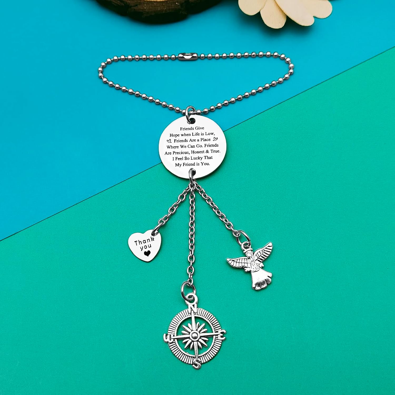 Best Friends Rear View Mirror Charm - Friendship Gift for Women Men True Friend Sister Brother - Birthday Graduation Gifts - Hanging Ornaments Car Pendant for Home Vehicle Interior Decoration - Image 2