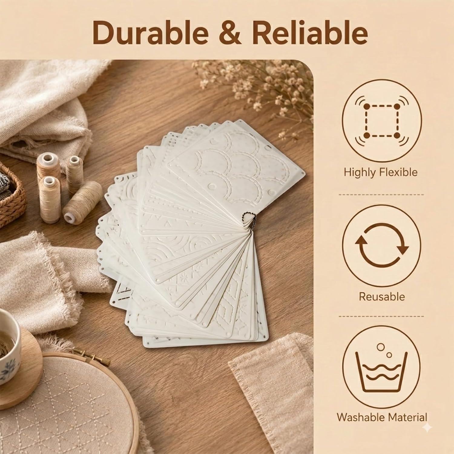 32-Piece Sashiko Stencil Kit, 5.1x5.1inch Reusable Embroidery Templates