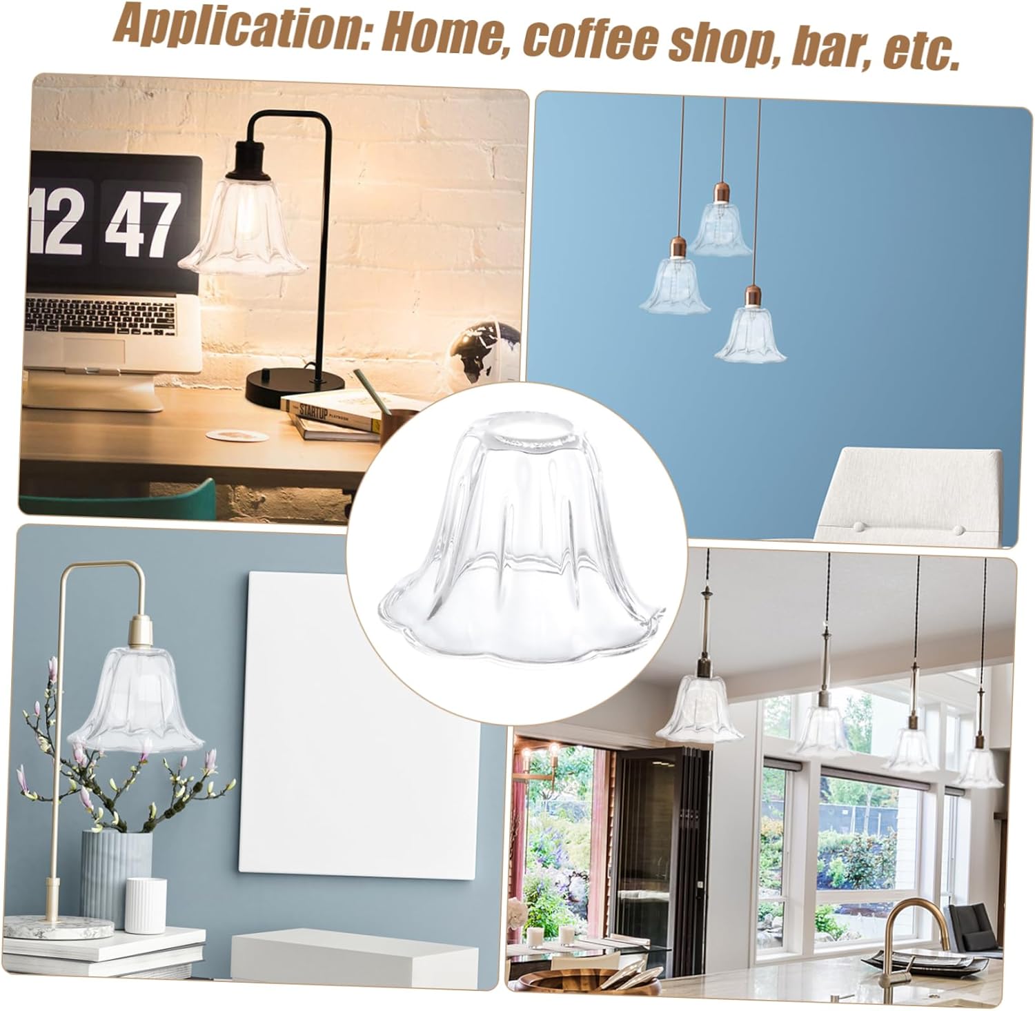 NUOBESTY 2pcs Glass Lamp Shades Chandelier Covers for Table Lamps and Pendant Lights and Stylish Lighting Accessories for Home Decor