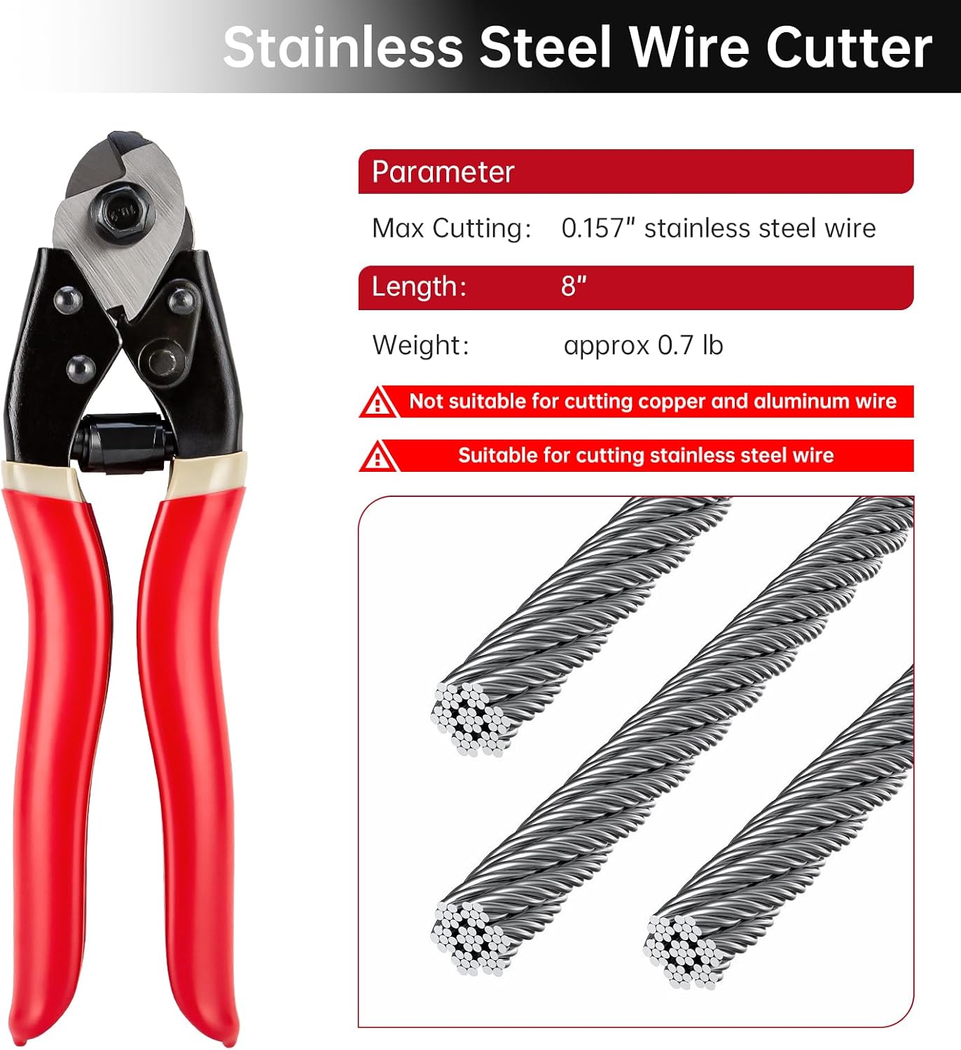 Hydraulic Hand Crimper Tool for Stainless Steel Cable Railing Fittings for 1/16" 1/8" 3/16" Cable –Wire Swaging Tool 8 Ton and Stainless Steel Cable Cutter,1/8” Wire Rope Crimping Tool