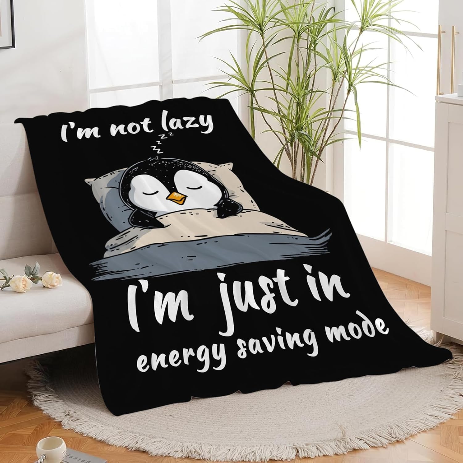 Penguin Blanket for Girls Women Boys Men Adults Kids Soft Cozy Fleece Sleeping Penguin Throw Blankets Gifts Warm Flannel Plush Lightweight Decor for Couch Bed Sofa 60"X50"