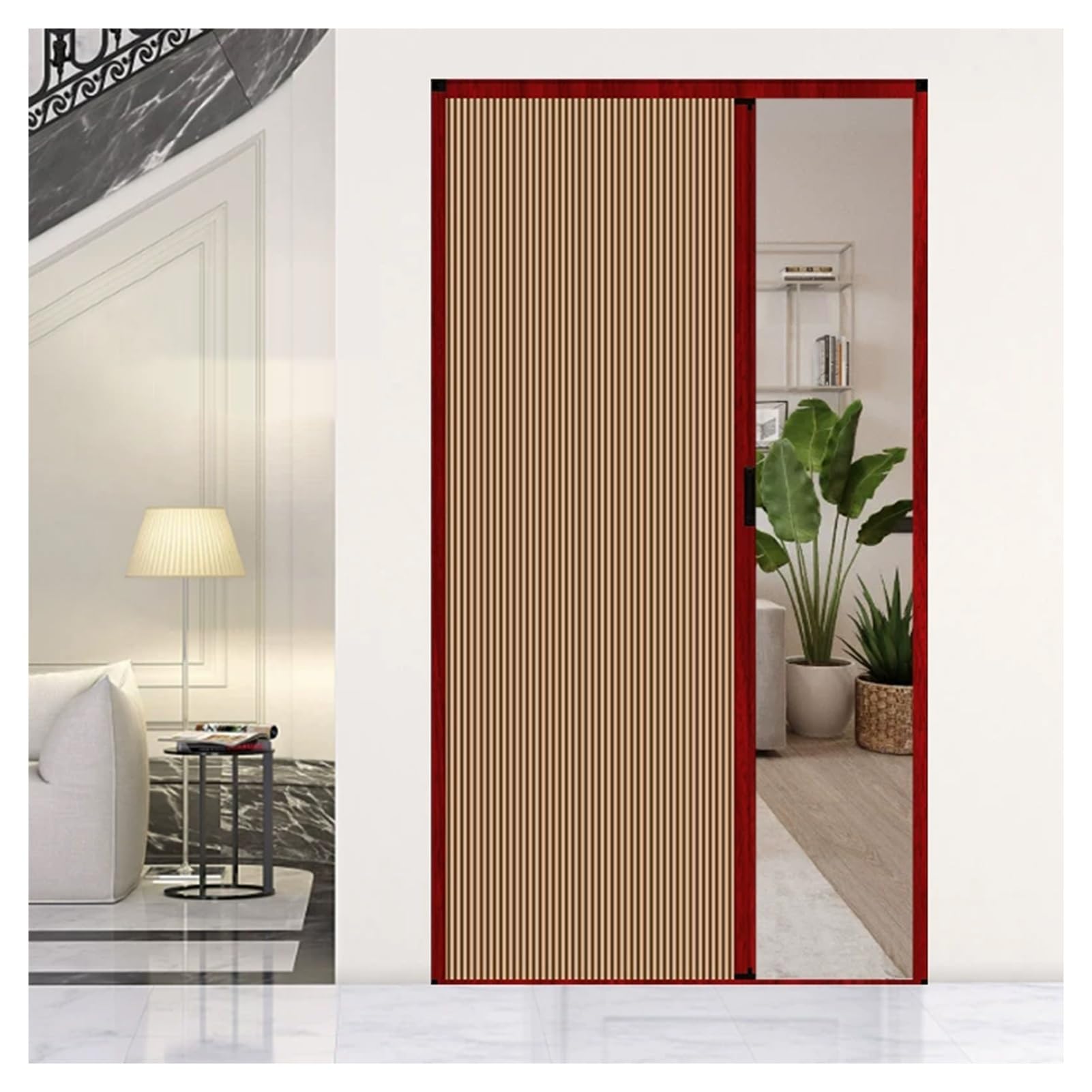 Hpfhsj Coffee Honeycomb Folding Door No-Drilling Interior Accordion Door，Cellular Fabric Retractable Space-Saving，For Kitchen(,24X80in)