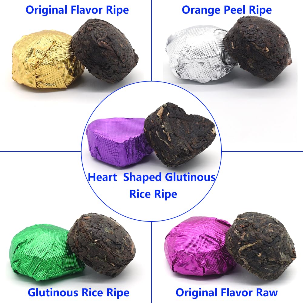 LWXLJMJZC-Ripe Puerh Tea Mini Cake 30pcs(10 Tastes*3pcs) |Yunnan Pu-erh Tea |Rice Balls (Cook&uncook) Pu'erh Tea | Mini Tuo Cha Black Tea - Image 2