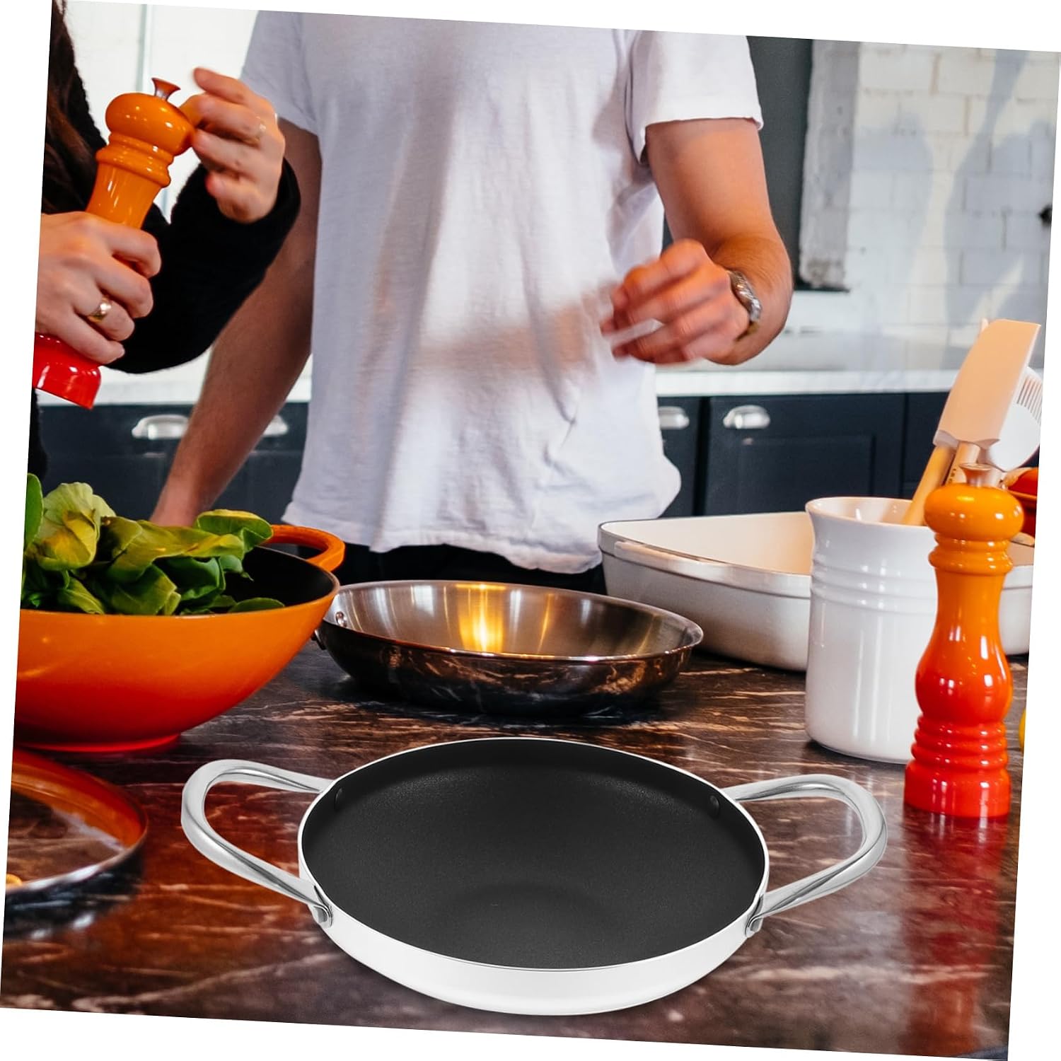 Aluminum Cooking Pan Nonstick Multi-function Hot Pot Reusable Seafood Frying Pan Easy Clean with Practical Handle for Daily Use Cookware
