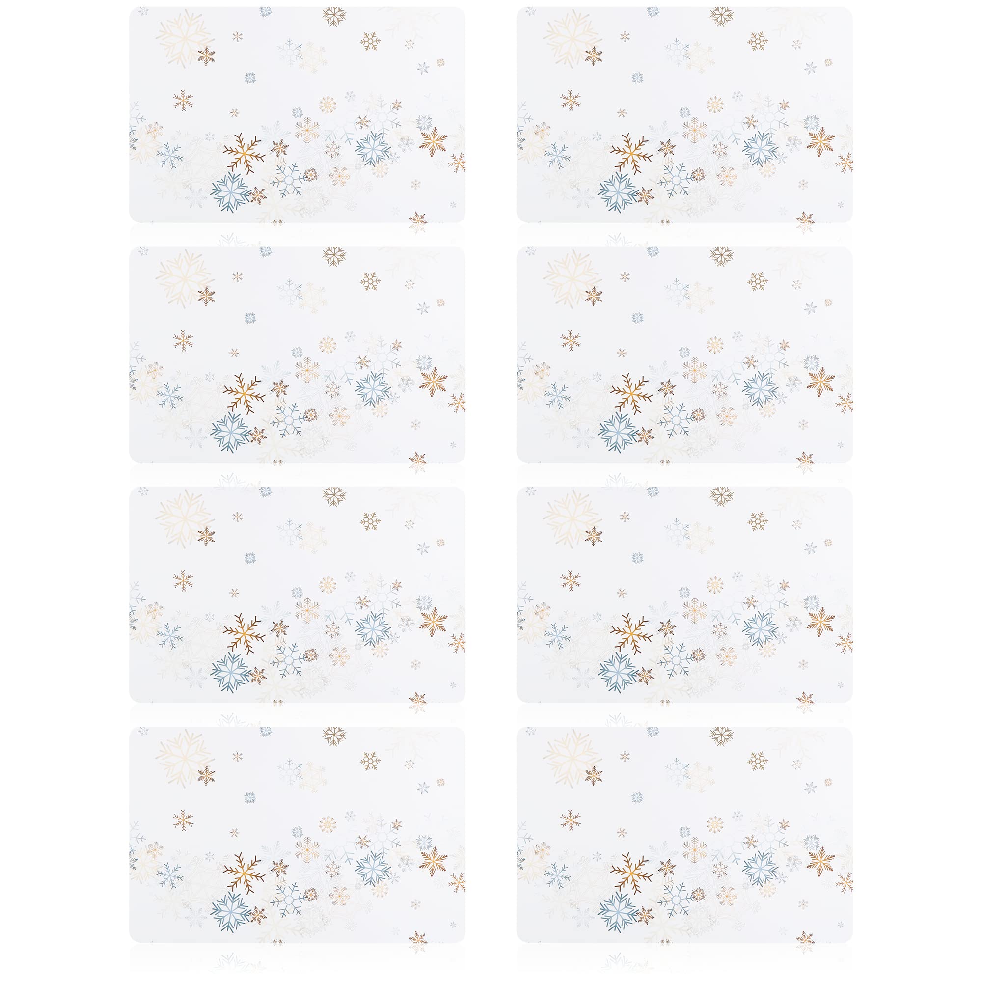 com-four® 8X Platzmatte für Weihnachten - Platzset mit Schneeflocken für Küche und Esszimmer - Platzdeckchen mit winterlichen Motiv - weihnachtliches Tischset
