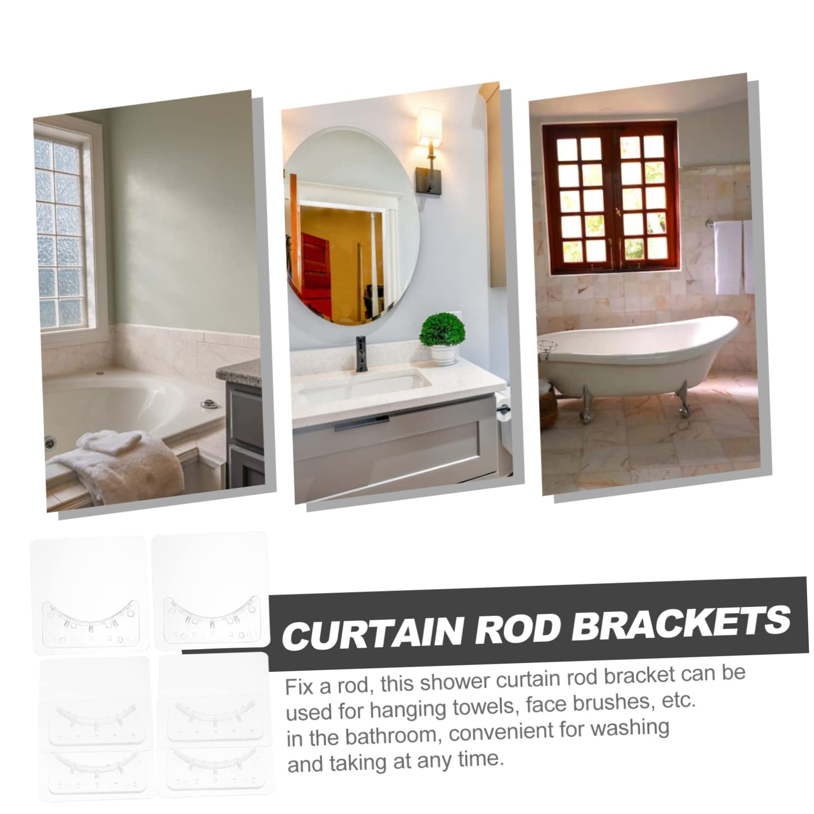 SOLUSTRE 18paires Support De Rideau De Autocollant De Supports De Tringle à Rideau Adhésifs Sans Perçage Pour Salle De Bain Fixation Facile Et Pratique Transparent