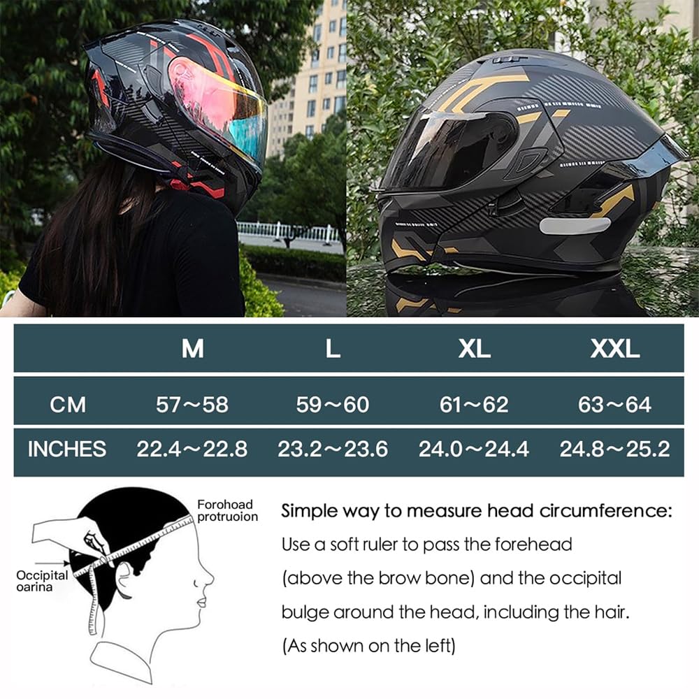Modular Bluetooth Intercom Motorcycle Helmet,Dot/Ece Approved Double Visor Helmet Built-In Dual Speaker With Microphone,For Adults Men And Women - View #9