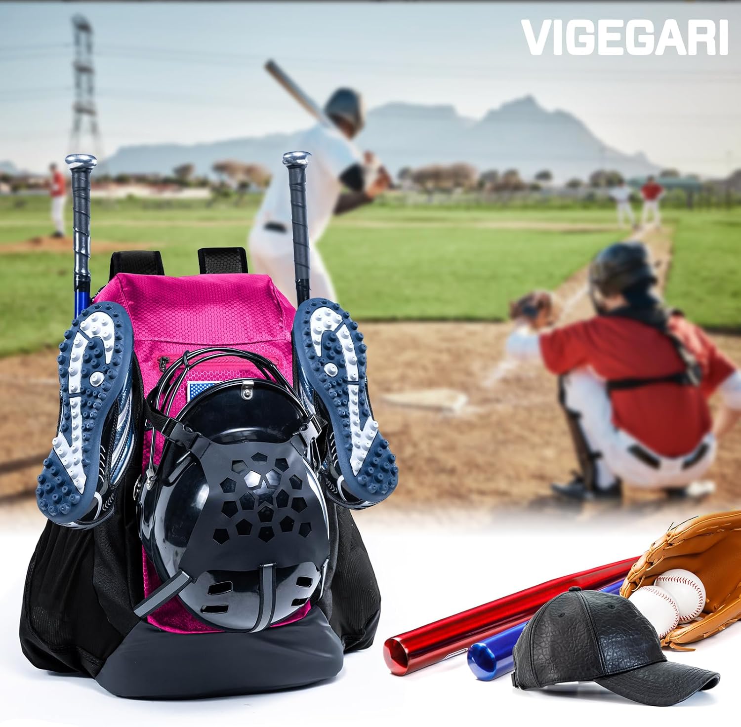 | Baseball Bag Softball Bat Bag, Double-layer Baseball Backpack Adult with Gear Klip To Hold Baseball Glove, Baseball Essential Gear, Youth Baseball Bag for Boys, Girls, Baseball Accessories - Image 7