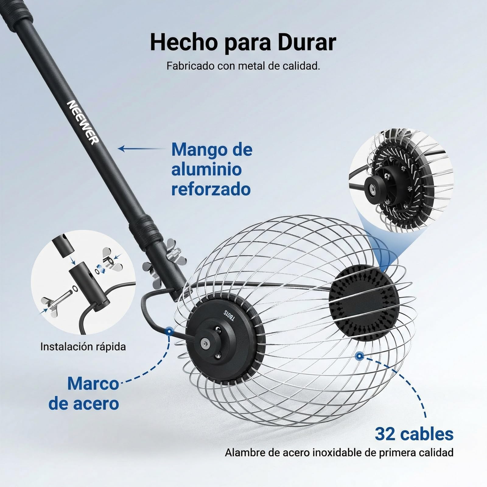 NEEWER TB01S Golf Ball Pickup Telescopic 30-58 Inch Hopper Picker Upper for 40 Balls Trainer Accessory
