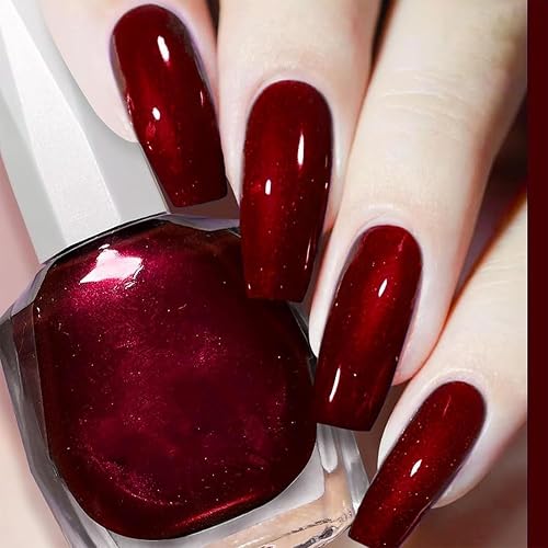 COSMOO 12ml Wine Red Nail Polish, Burgundy Quick Dry Nail
