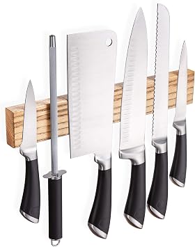 Ashtree Magnetic Knife Strip - 12 Inch Wooden Magnet Holder for Wall - Metal Knives Magnetic Rack Wood Knife Bar - Kitchen Strip Storage N-25