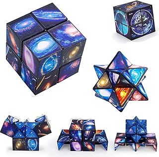 Magic Cube 2 in 1 Starry Sky Magic Star Cube, 3D Infinity Cube Puzzle Game for Kids Adults,Creative Decompression Cube Tur...