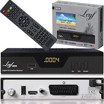 Leyf 2809 Digital Receiver Satellite Receiver HDTV DVB-S/S2 HDMI SCART 2x USB 2.0 Full HD 1080p [Pre-Programmed for Astra Hotbird T rksat]