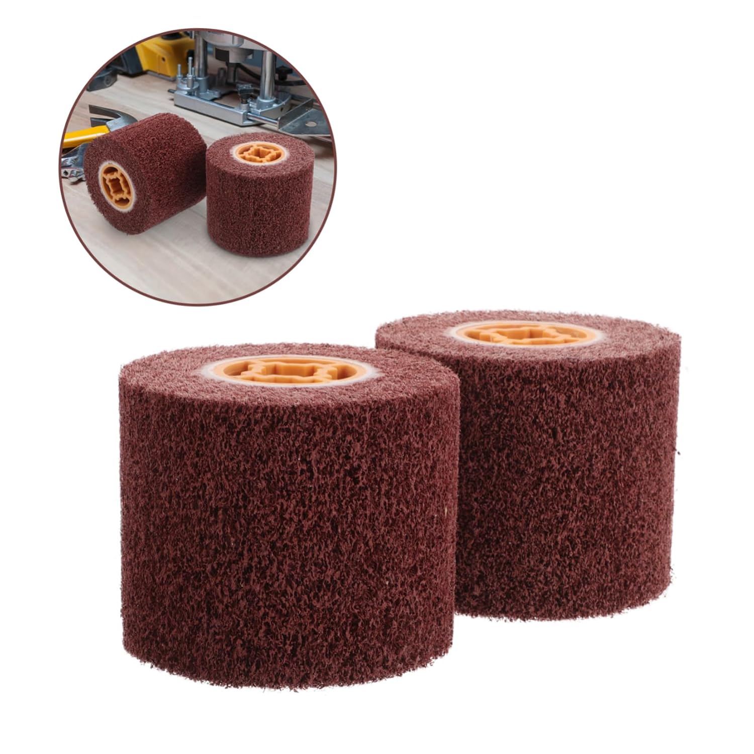 Homoyoyo 2pcs Stainless Steel Wire Drawing Buffing Wheel for Handheld Burnishing Tool Metal Polishing Abrasive Wheel for Surface Conditioning