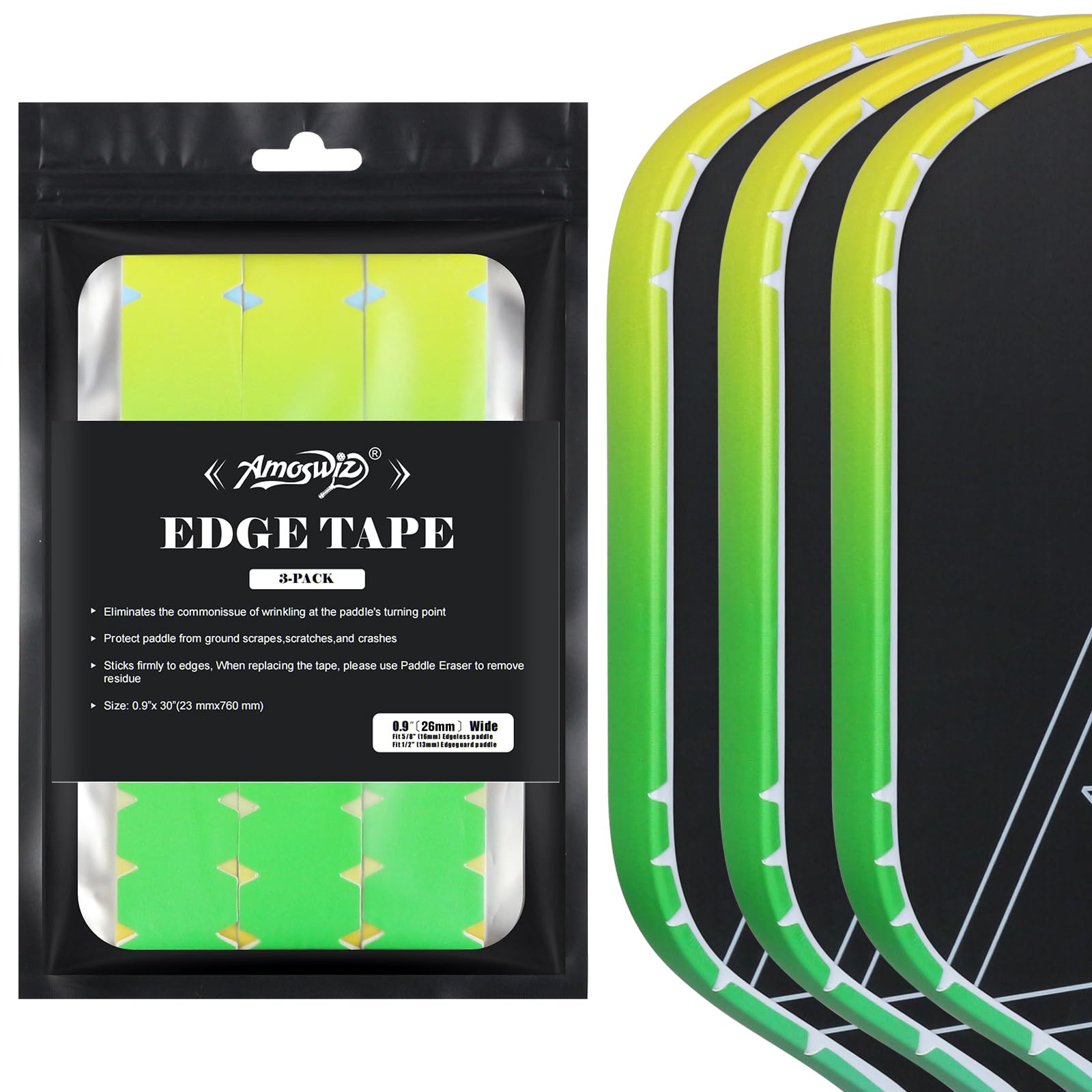 Amoswiz Pickleball Edge Guard Tape, 3 Pcs, Gradient